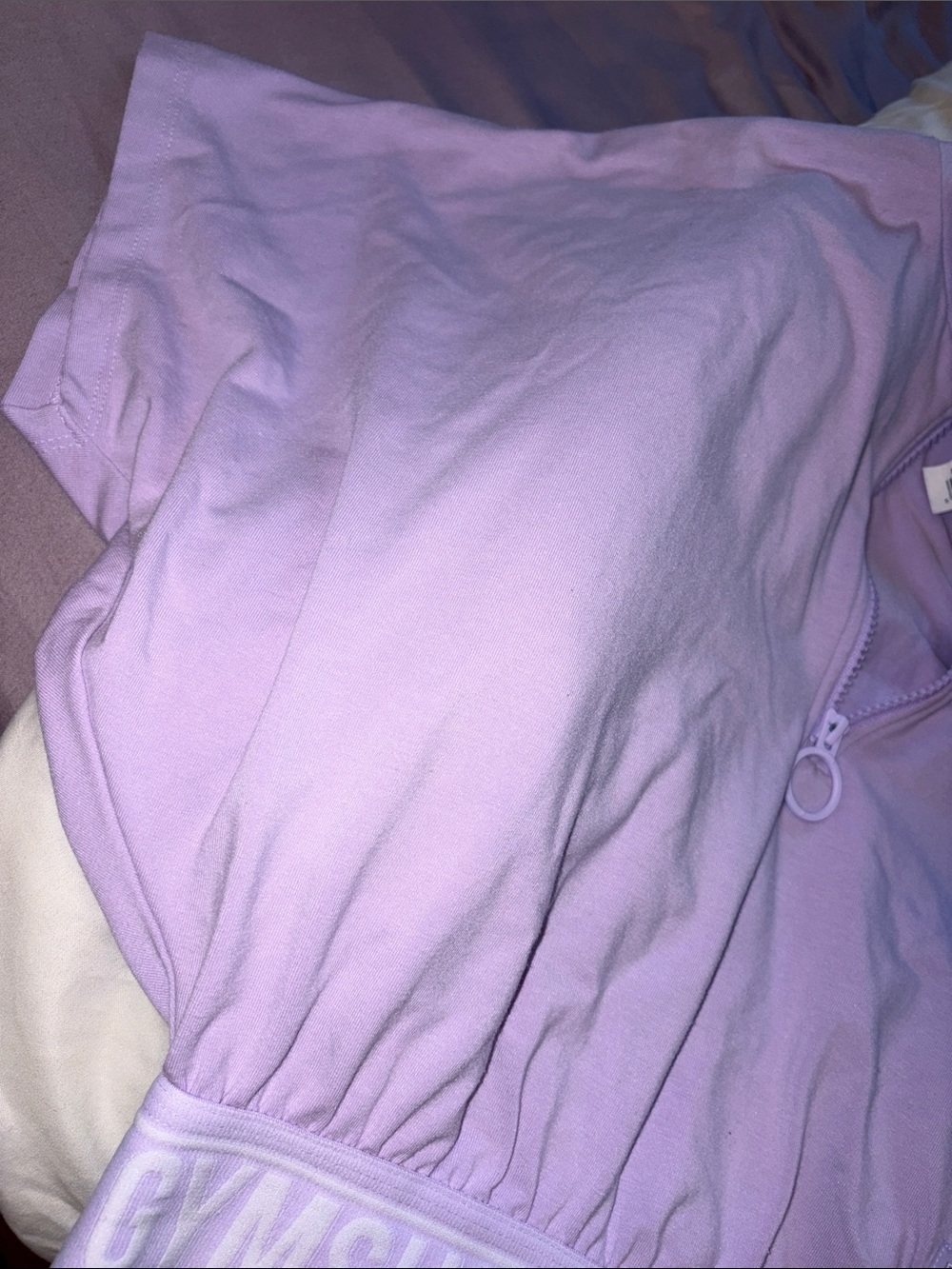 Gymshark Recess 1/2 Zip Tee sz SMALL light purple croptop fitness apparel cute - Picture 9 of 13